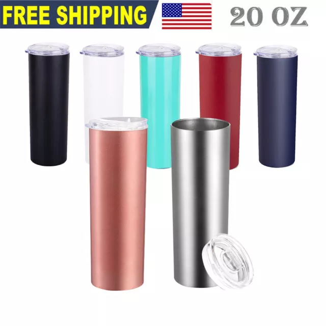 20oz Skinny Stainless Steel Tumbler Slider Lid  DoubleWall Vacuum Insulated
