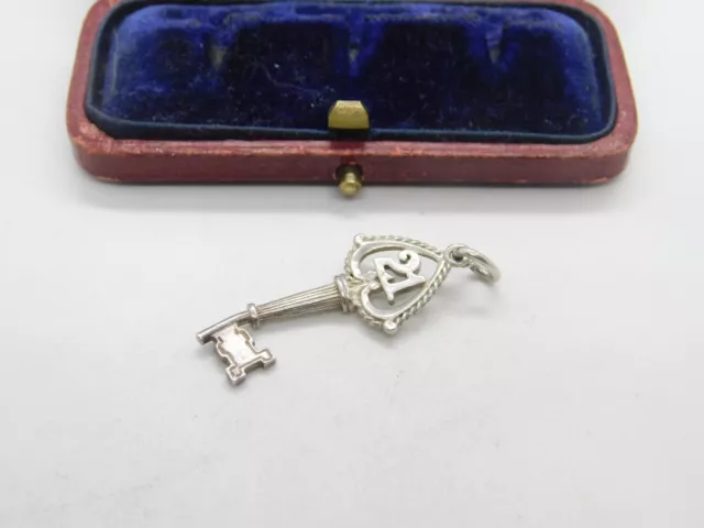 Sterling Silver 21st Birthday Key Charm Pendant Vintage c1970