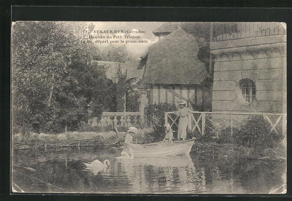 CPA Ver-sur-Mer, hamlet of Petit Trianon, le Lac, departure for the promenade 1918