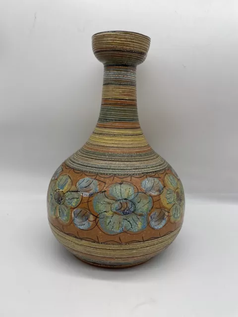 Vintage Handmade, Hand Painted Portugese Pottery Vase, Limaiga, 37