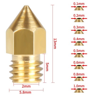 Anet 10Pcs Stampante Ugello Estrusore Mk8 0.1-1.0mm for Cr-10 for Ender 3 for Anet A8 
