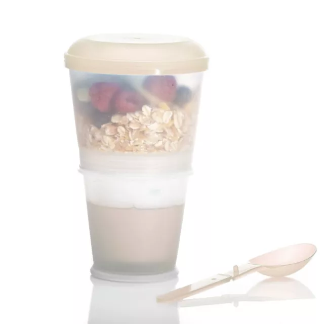 Müsli-to-go-Becher mit isoliertem Milchkühlfach & Löffel Müslibecher 2-go