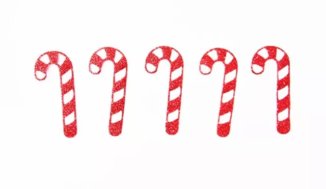 RED glitter candy cane fabric iron on transfer patch tshirt vinyl christmas DIY