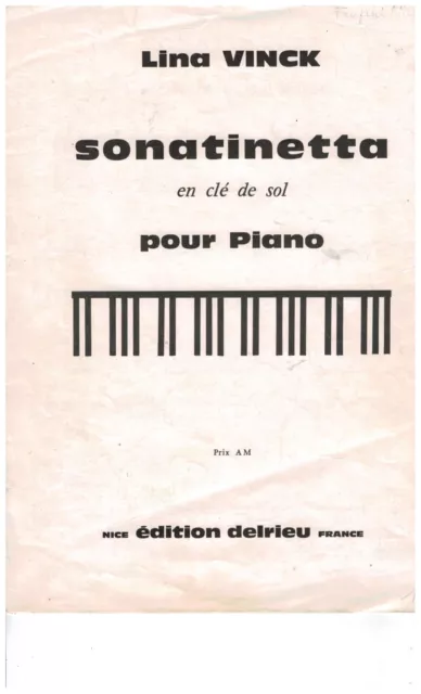 Partition Piano Débutant Sonatinetta  Lina Vink - Edition Delrieu
