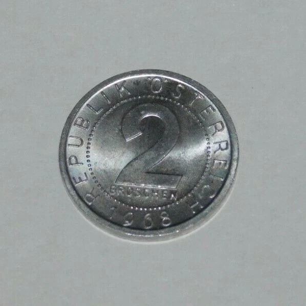 1968 Austria 2 Groschen Coin