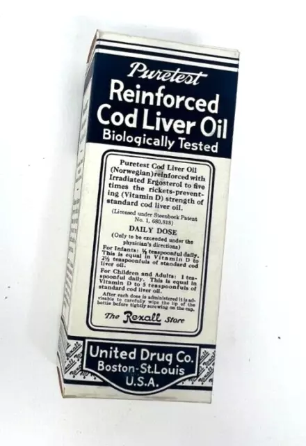 Vintage 1950's Puretest Cod Liver Oil Box Advertising Packaging
