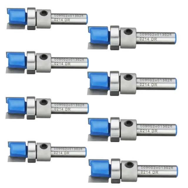 8x 1/4 "Schaft Top Bearing Flush Trim Router Bit Fräsen 1/2" Lagerdurchmesser.