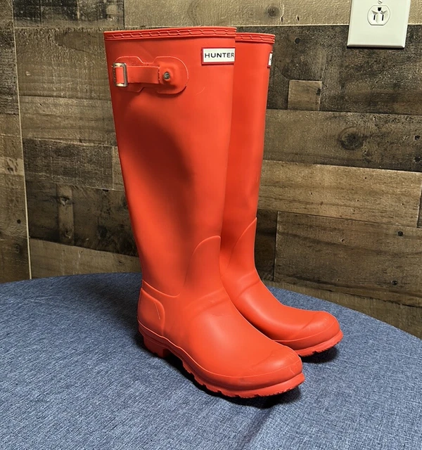 HUNTER WOMEN'S ORIGINAL Tall Rain Boot Orange size 8 £20.88 PicClick UK