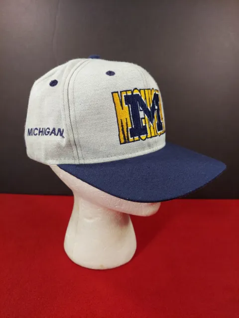 University Of Michigan Wolverines Snapback Hat Embroidered NCAA Gray Blue