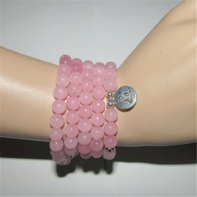 6MM Rose Quartz Gemstone Mala Bracelet 108 Beads Pendant Handmade Cheaply Reiki