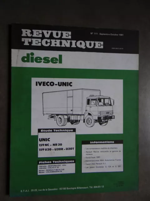 Revue Technique Automobile Rta Unic Iveco Camion 159 1981
