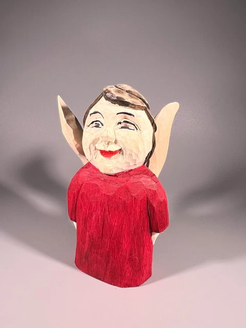 Angel Hand Carved & Painted Wood Folk, Traditional Handmade Hand Crafted