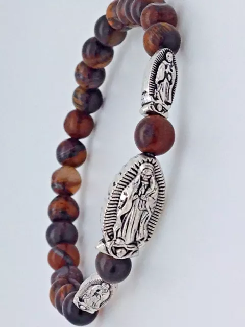 Pulsera de Protecion con la virgen de Guadalupe y ojo de tigre 3