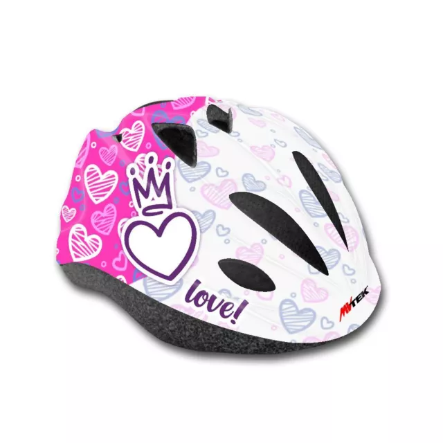 Mvtek Casco Bicicletta Junior LOVE Rosa - Taglia Unica (52/56cm)