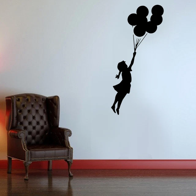 Sticker Macbook Banksy – Fille Au Ballon, Noir, Taille Unique, Facile à Poser, Fabriqué En France