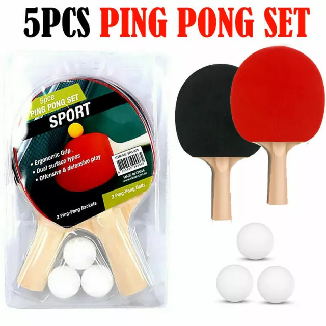 NEW 2 Players Table Tennis Ping Pong Set Includes 2 Rackets And 3 Balls AU Stock