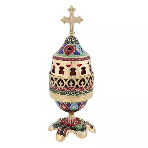 High Quality New Colored Enamel Coated Brass Vigil Lamp Orthodox Church Kandili