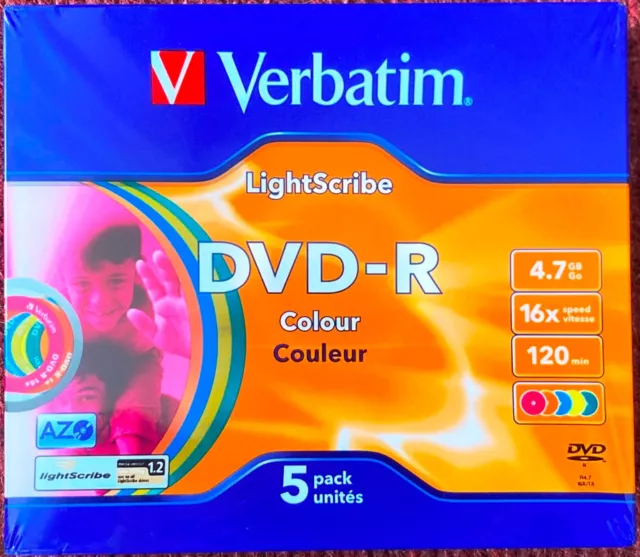 5er Pack - VERBATIM - DVD-R - LIGHTSCRIBE - COLOR - 4,7GB/120min - 1-16x - NEU!