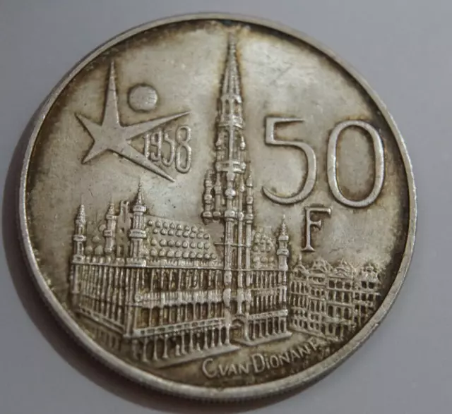 Belgien, 50 Francs 1958, Silber