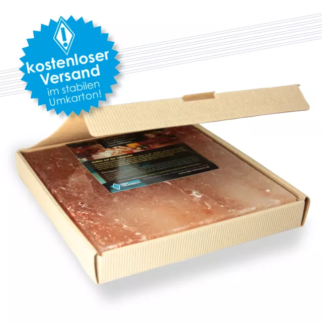 Salzstein mit Geschenkkarton zum grillen BBQ Salzplatte 20x20x2,5cm (2.2kg)