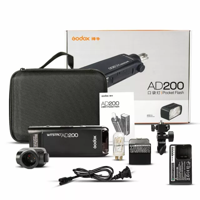 UK Godox 2.4 TTL HSS Dos Cabezales Flash AD200 + XPro-N 2.4G Disparador TTL para Nikon 3