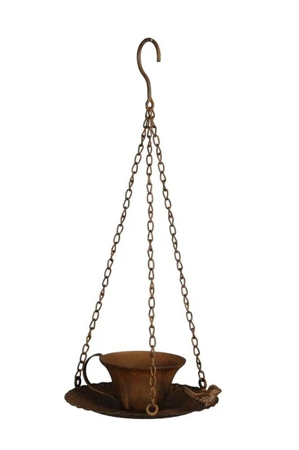 Futterstation Rost Eisen D21xH7cm+48cm Kette Pflanztasse Garten Blumen 520372