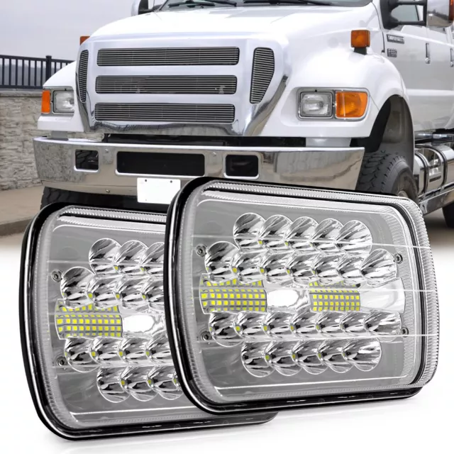 Pair 7X6" 5x7" LED Headlight for Ford Super Duty Truck F550 F650 F750 F600 F700