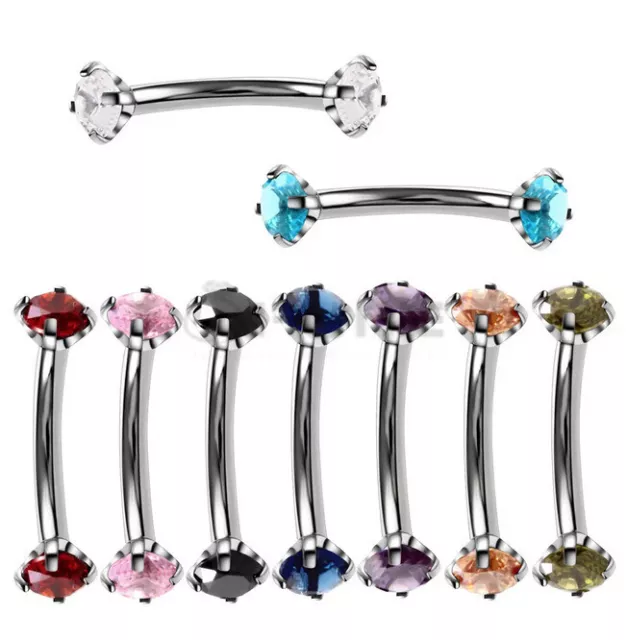 Eyebrow Piercing Surgical Steel Curved Barbell Rook Lip Tragus Helix Bar Ring