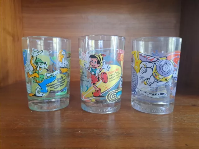 McDonalds 2002 Disney 100 years of Magic Glasses, Cups, Set of 3, Buzz, Mickey