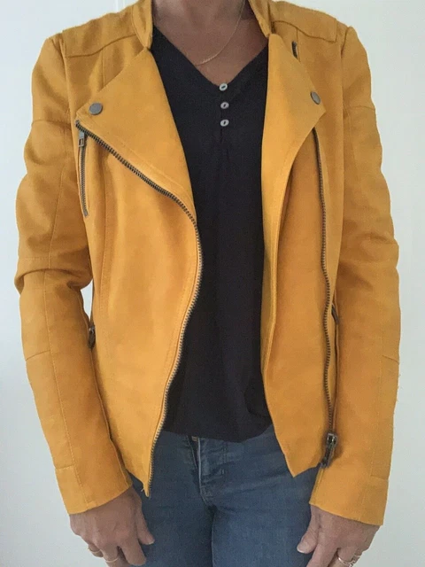 Veste simili cuir jaune moutarde online