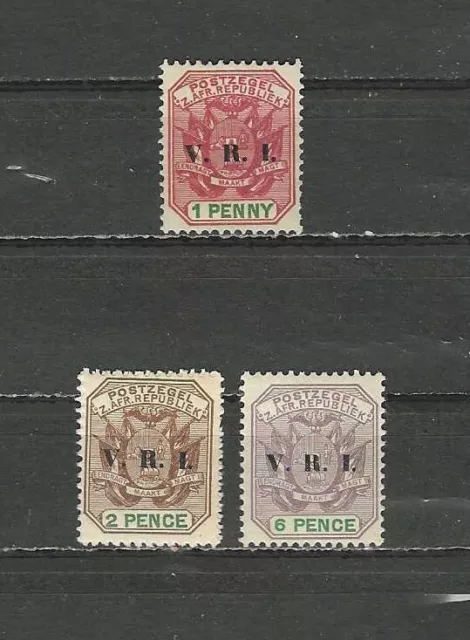 Transvaal , South Africa ,1900, Coat Of Arms , Set Of 3 Stamps O.p. V.r.i , Mnh