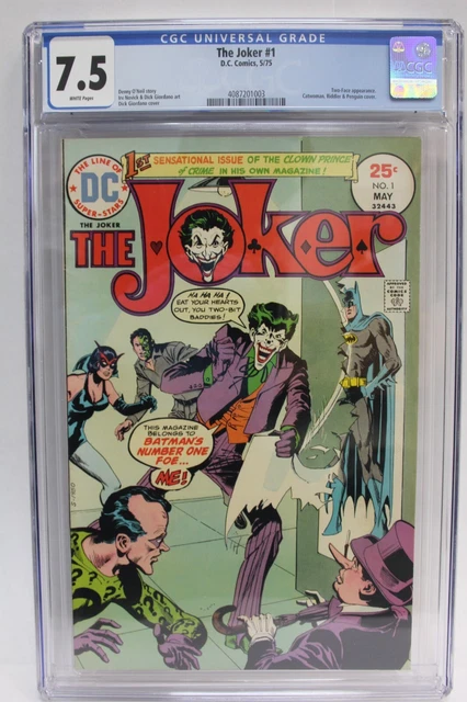 The Joker #1 1975 DC Comics Batman 1st solo title CGC graded 7.5 White Pages