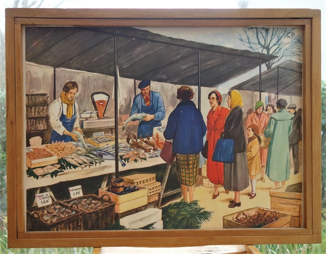 Affiche Scolaire Vintage Rossignol - Hôpital Et Cueillette De Champignons