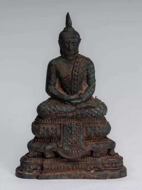 Ancien Thai Style Bronze Assis Méditation Statue de Bouddha - 12.5cm/5 "