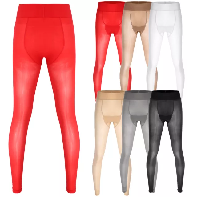 SEXY MENS THIN Ice Silk Leggings Compression Trousers Long Johns