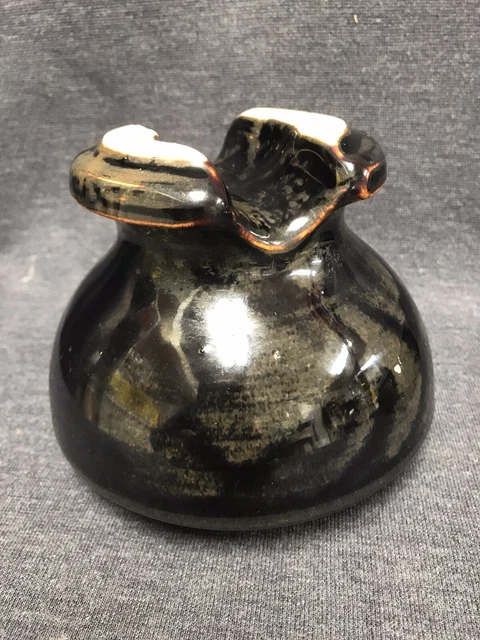 Antique Vintage - Large Ceramic Brown Drip Insulator - Mushroom Style - 4.75”