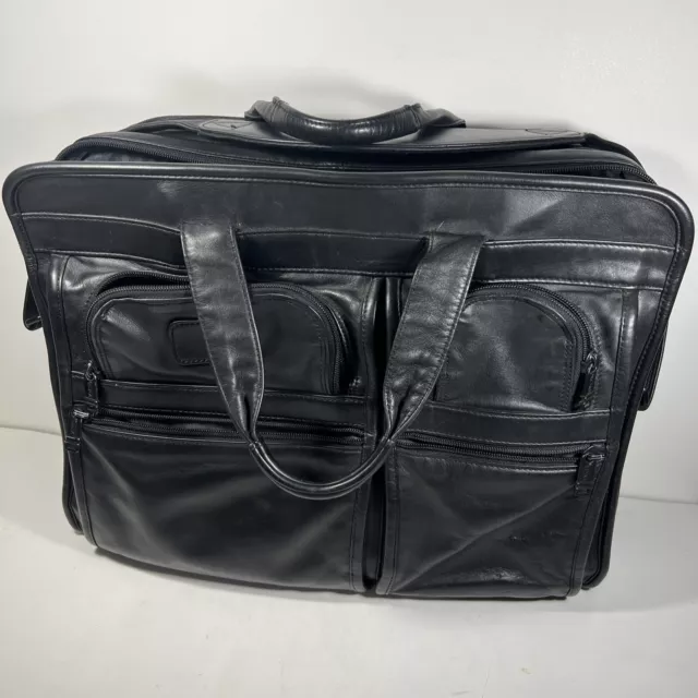 Tumi Alpha Series Black Napa Leather Expandable Briefcase 9674D3