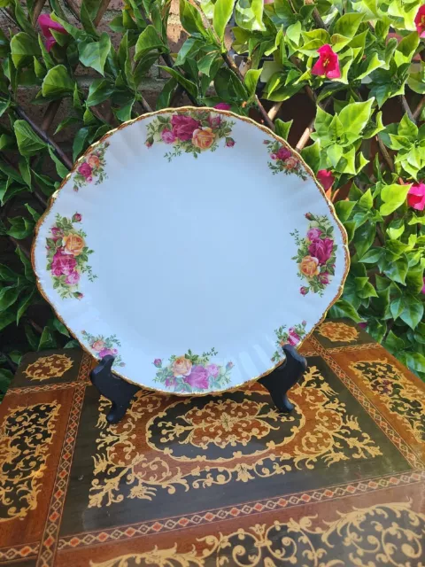 Vintage Royal Albert Old Country Roses 1962  Eared Cake Plate 10½×9¾"