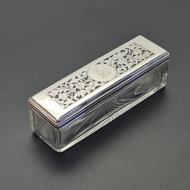 Victorian Sterling Silver & Cut Glass Vanity Box by Frances Douglas London 1844
