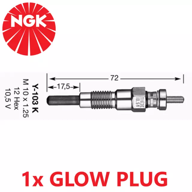 NGK 6325 Metal 10.5V 6.5A 1.6 Ohm Diesel Engine Heater Glow Plug Y-103K