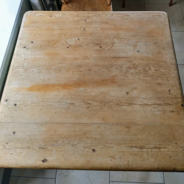 Vintage Square Farmhouse Table with Drawer Rustic Chunky Solid Wood Shabby Chic 3