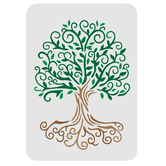 Stencil testa di donna albero della vita - Mylar riutilizzabile, decorazione murale fai da te TOL6 - Italia