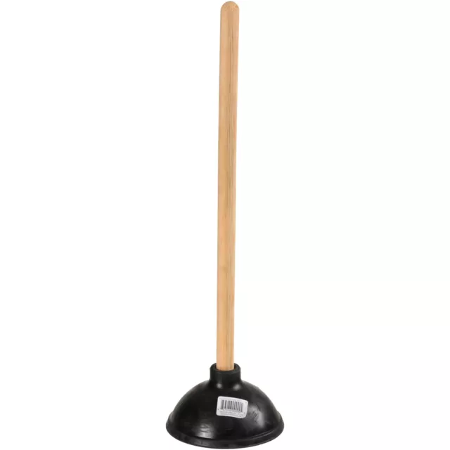 Rubber Toilet Plunger with Wood Handle. Clears Toilets, Sinks, Drains.