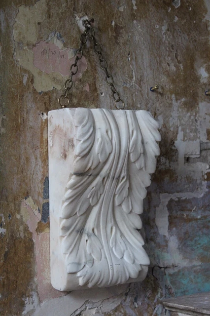Metà XIX secolo Intagliato Marmo Decorativo Cestino Salvataggio Elementi Architettonici