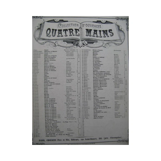 GOUNOD Charles Mireille Ouverture Piano 4 mains ca1880