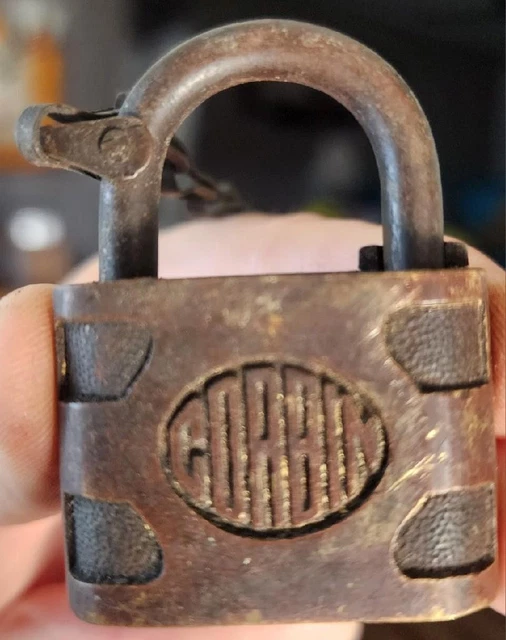 Old Lock Rfd ANTIQUE VINTAGE CORBIN Rfd Post Office Mail Brass Padlock Lock No Key ...