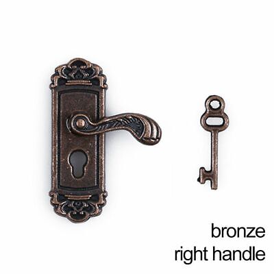 Dollhouse Door Lock Key Pull Keyhole Plate Brass Knobs Metal Handles Accessories