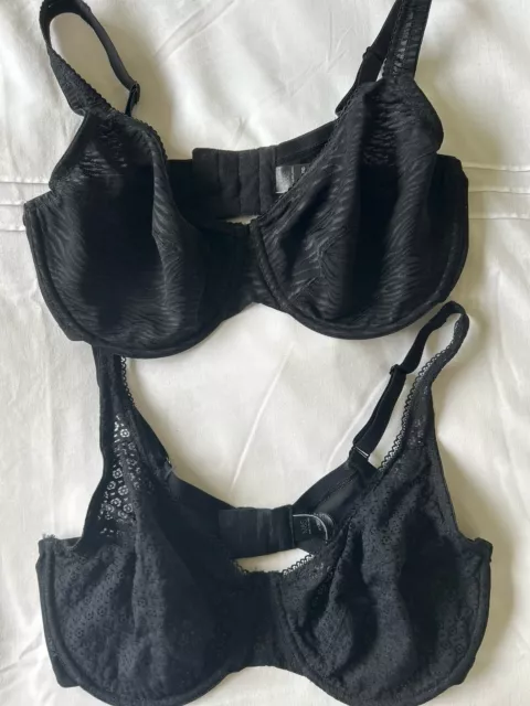 MARKS AND SPENCER Bra black 36DD 2 Pack Full Cup Wired No Padding Bnwot ...