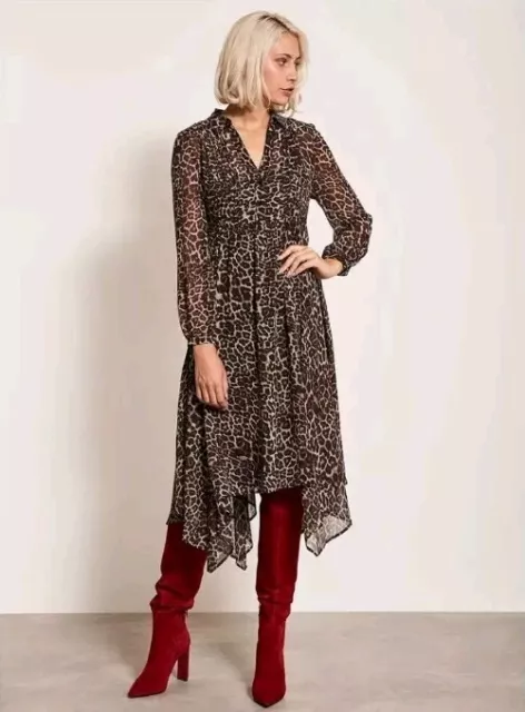 MINT VELVET PINK Liv Midi Leopard Print Shirt Dress Size UK 8 45.00 PicClick UK