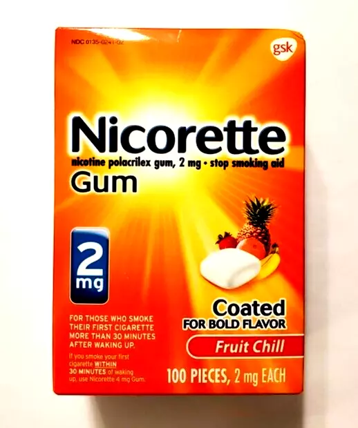Nueva goma de nicotina Nicorette fruta chill 2 mg - 100 unidades vencimiento 01/2026